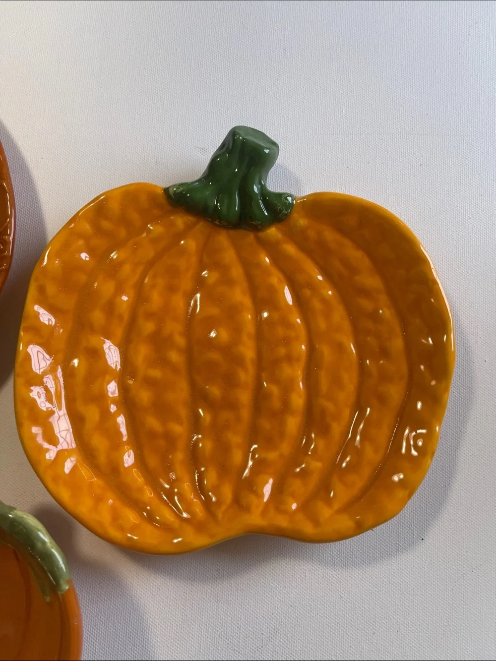 Decorative Ceramic Pumpkin Plate - Orange